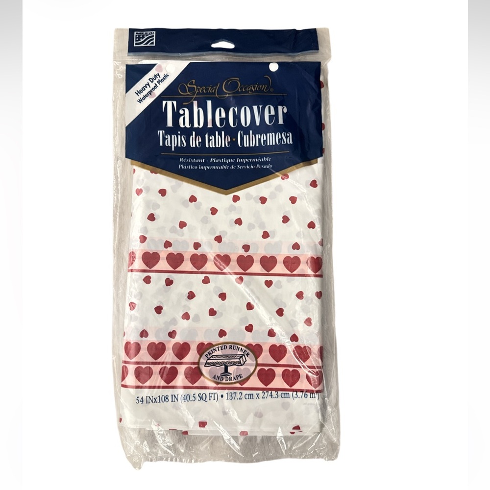 NEW Hobby Lobby Red Valentine Hearts Paper Tablecloth Party Décor 108" x 54"